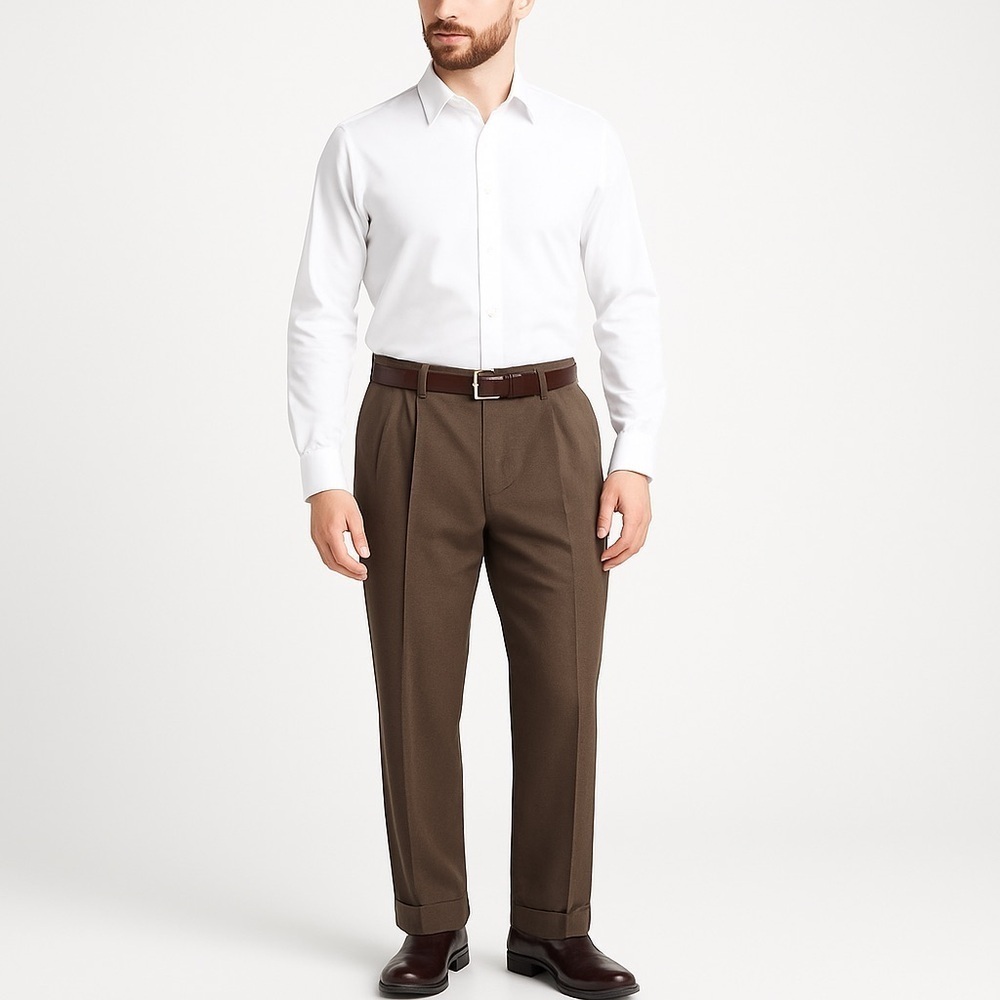 Lauren Ralph Lauren Pleated Dress Pants Brown Wool Blend Classic Fit 38x30